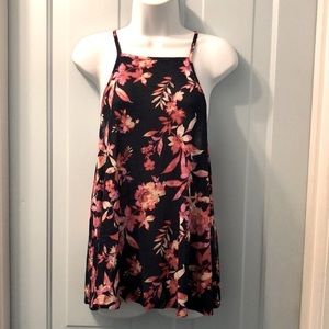 Aeropostale tank spaghetti straps navy with flowers size medium NWT